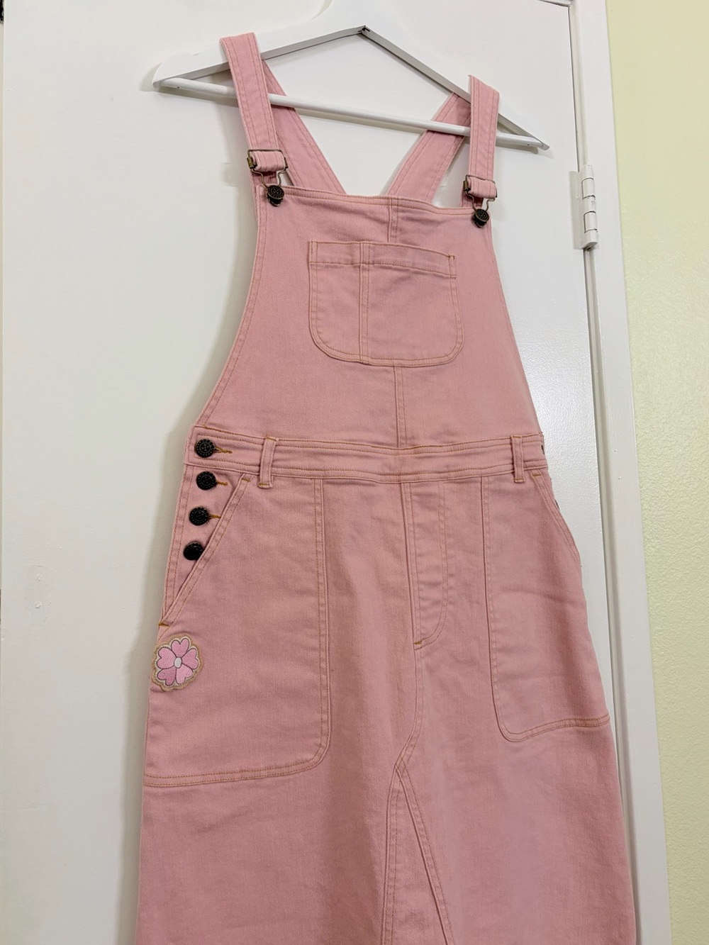 Spell & The Gypsy Collective Candy Denim Pinafore Pink Overall Midi Dress M - Picture 5 of 11